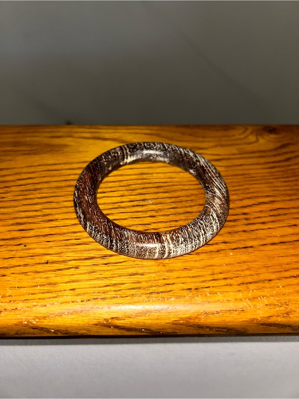 Wood Textured Brown and Cream Bangle Bracelet